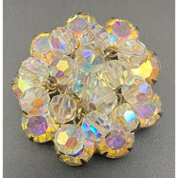 Vtg Brooch Juliana Attributed Unsigned AB Crystal Cha Cha Gold Plated 1.75 Inch - Picture 3 of 8